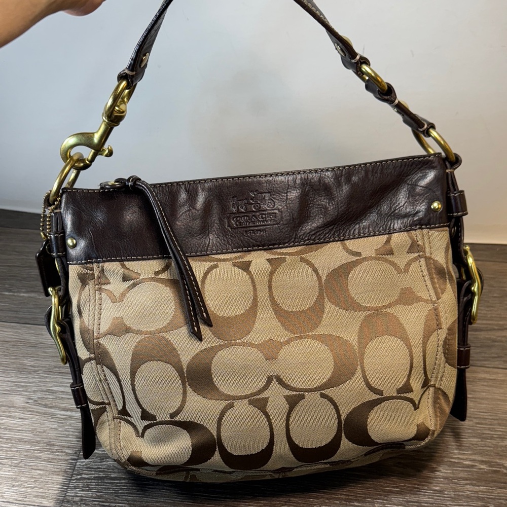 Coach Dark Brown and Tan Shoulder Bag #12657